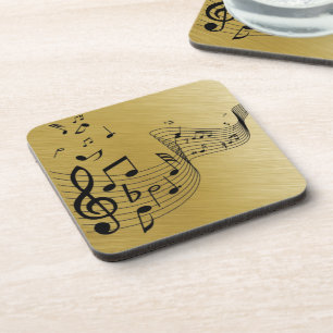 Musiknoten Gold gebürstet Getränkeuntersetzer