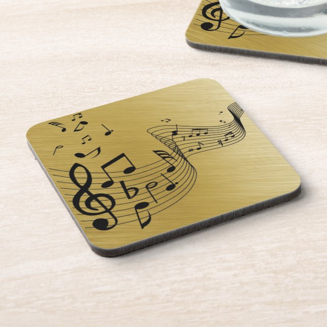 Musiknoten Gold gebürstet Getränkeuntersetzer (Linke Seite)
