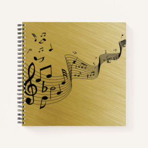 Musiknoten Gold gebürstet Notizbuch