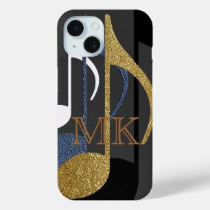 Musiknoten Graphic Personalisiert Monogram iPhone 15 Hülle