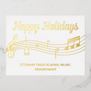 Musiknoten Happy Holidays Gold Foil Postkarte