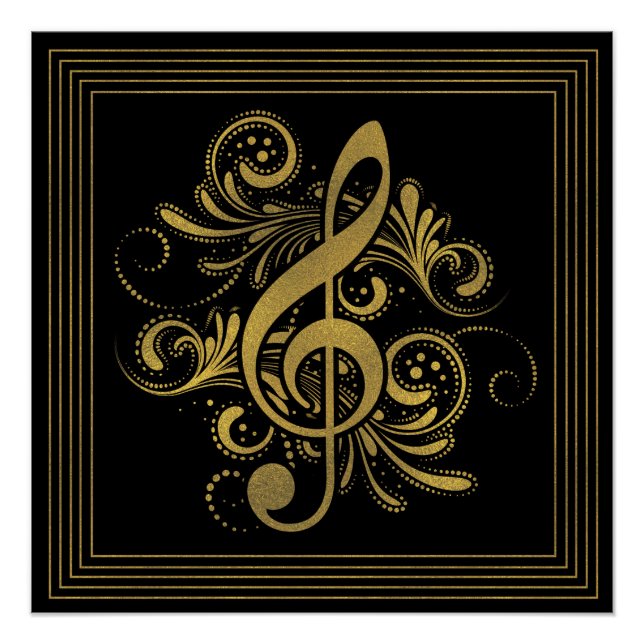 Musiknoten Herzform in Gold Poster (Vorderseite)