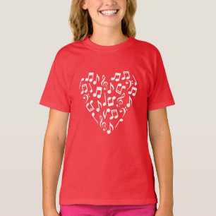 Musiknoten Herzklopfen Shirt (rot und weiß)