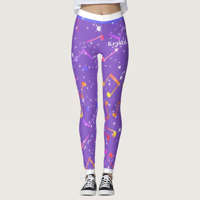 Musiknoten (Ihr Name) auf Utra Violet Leggings (Vorderseite)