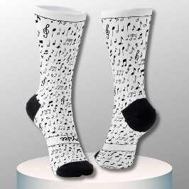 Musiknoten, Ihr Text in Schwarz und Weiß Socken