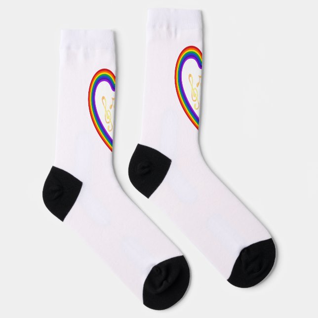 Musiknoten im Regenbogen, Crew Socken (Rechts)