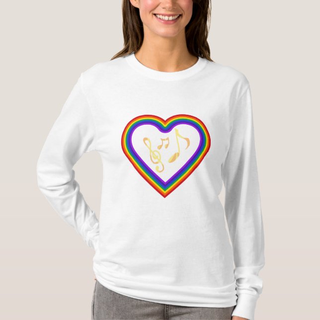 Musiknoten im Regenbogen, T - Shirt (Vorderseite)