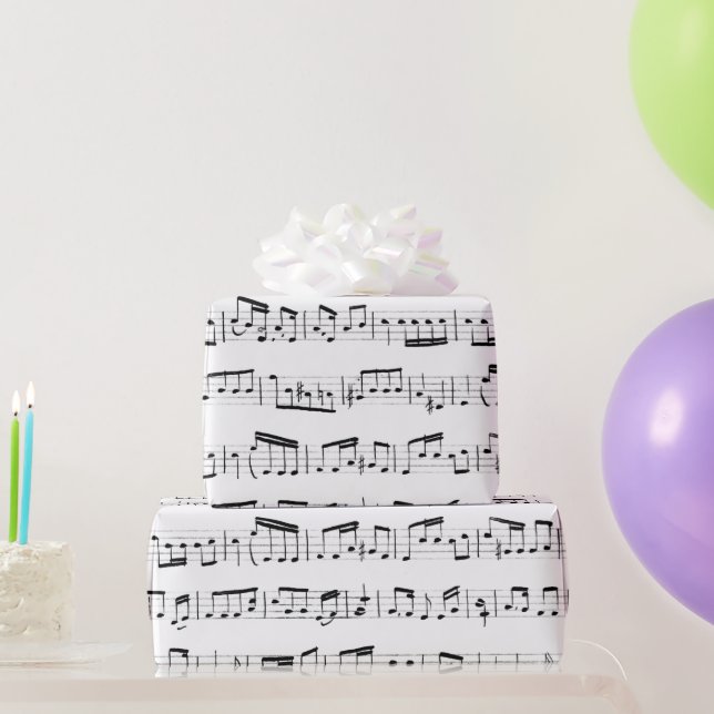 Musiknoten in Weiß Geschenkpapier (Partygeschenke)