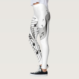 Musiknoten in Weiß Leggings