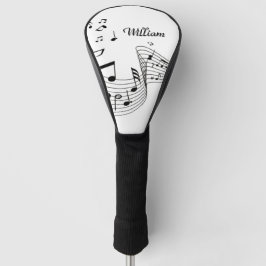 Musiknoten in Weiß mit Name Golf Head Cover Golf Headcover