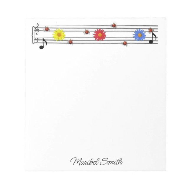 Musiknoten Individuelle Name Notepad Notizblock (Vorderseite)