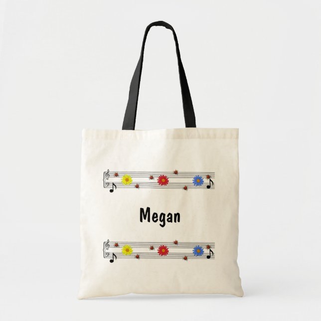 Musiknoten Individuelle Name Tote Tasche (Vorne)