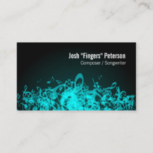 Musiknoten Jumble Turquoise Business Card Visitenkarte