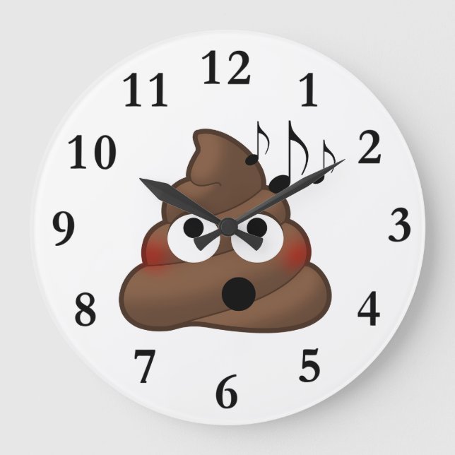 Musiknoten Kackte Emoji Große Wanduhr (Vorderseite)