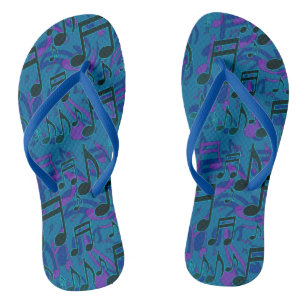 Musiknoten Lebendes musikalisches Muster Blau Lila Flip Flops