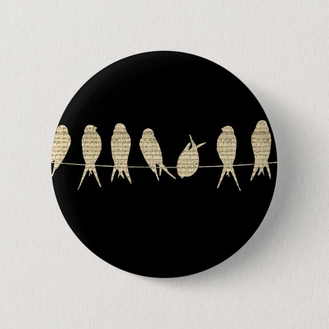Musiknoten-Lehrer-Büro-Tiervogel-Schicksal Button (Vorderseite)