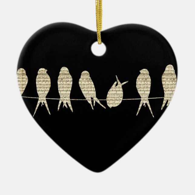 Musiknoten-Lehrer-Büro-Tiervogel-Schicksal Keramik Ornament (Vorne)