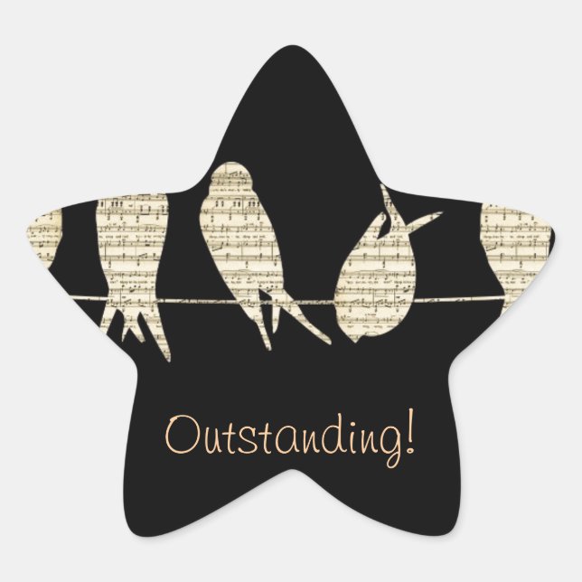 Musiknoten Lehrerbüro Tierseuche Stern-Aufkleber (Vorderseite)