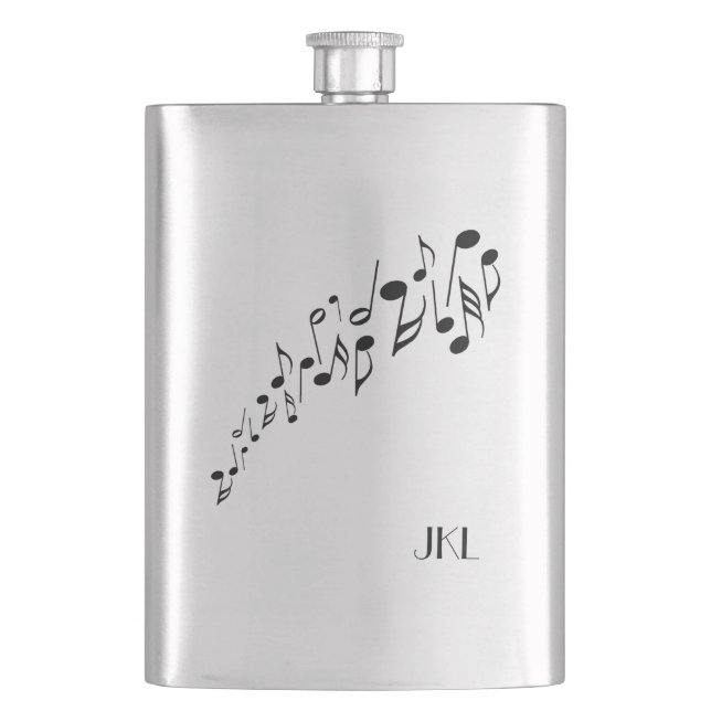 Musiknoten mit Monogramm Flachmann (Vorderseite)