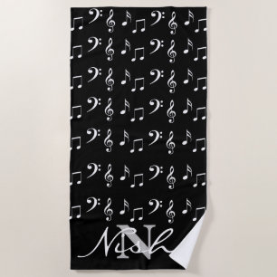 Musiknoten Monogram Strandtuch