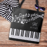 Musiknoten Monogram-Tastatur<br><div class="desc">Personalisierte, individuelle Farbtasche mit Klaviertastatur und Musikteam mit Noten in Ihrer Auswahl an Grafiken und Hintergrundfarben (in Weiß auf Schwarz dargestellt) mit einem Monogramm oder Initialen und/oder Namen oder anderen Texten in Ihrer Auswahl von Schriftart Stilen und Farben, um Ihren eigenen Look zu schaffen. Das Design wird auf der Rückseite...</div>