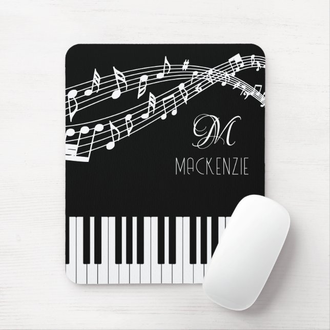 Musiknoten Monogramm Name Farbe Mousepad (Mit Mouse)