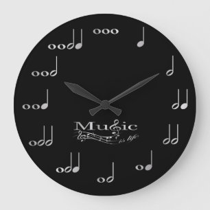 Musiknoten - Musik ist Leben Große Wanduhr