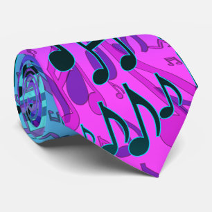 Musiknoten Musikalische Muster Blau Grün Pink Aqua Krawatte