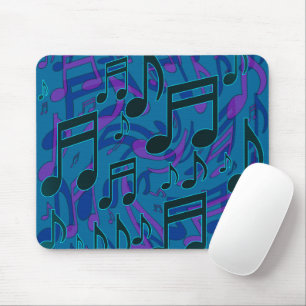 Musiknoten Musikalisches Muster Blau Lila Mousepad