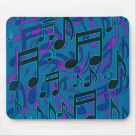 Musiknoten Musikalisches Muster Blau Lila Mousepad