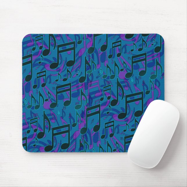 Musiknoten Musikalisches Muster Blaues Lila Mouse  Mousepad (Mit Mouse)