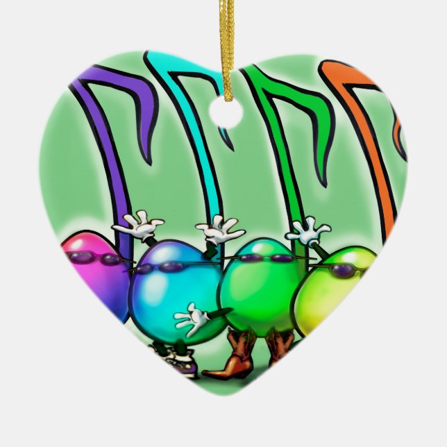 Musiknoten Party Keramikornament (Vorne)