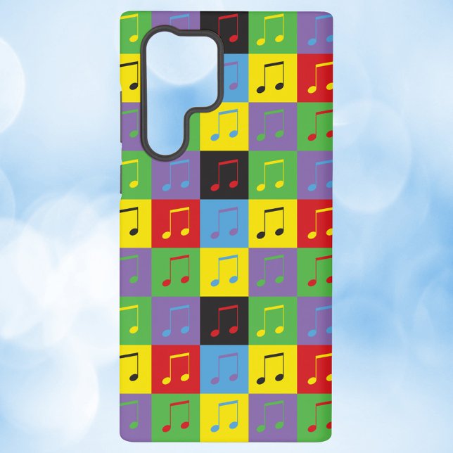 Musiknoten Pop Art Pattern farbenfroh Samsung Galaxy Hülle (A phone case with a pop art pattern of music notes.)
