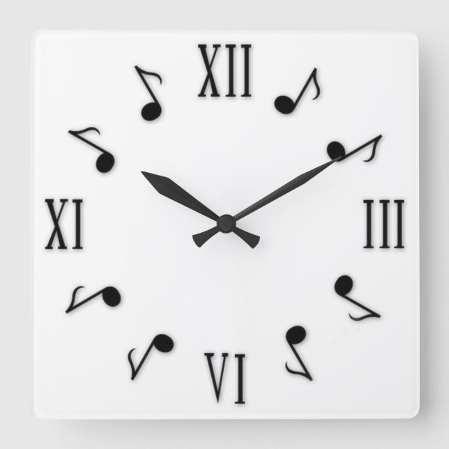 Musiknoten Quadratische Wanduhr (Vorderseite)