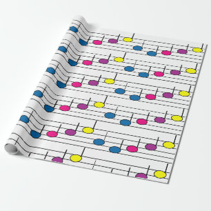 Musiknoten Rosa Gelb Lila Geschenkpapier