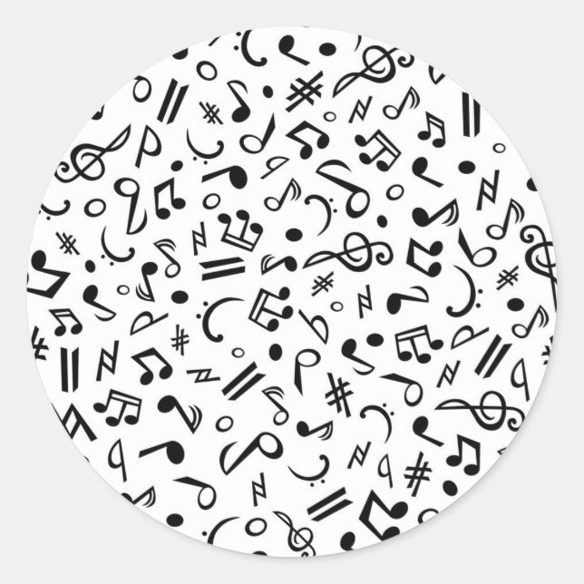Musiknoten Runder Aufkleber (Vorderseite)