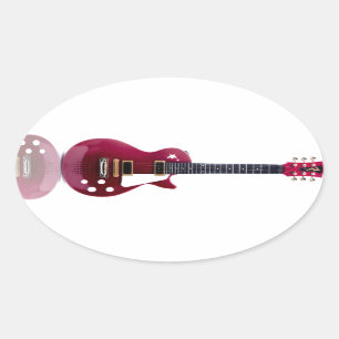 Musiknoten Saiten Gitarre Frieden Liebe Schicksal Ovaler Aufkleber