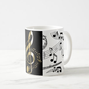 Musiknoten Schwarz-weiß Imitate Gold Clef Musiker Kaffeetasse