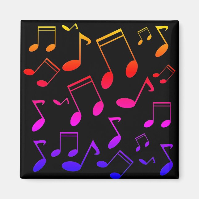 Musiknoten schwarze Regenbogenfarben Magnet (Vorne)