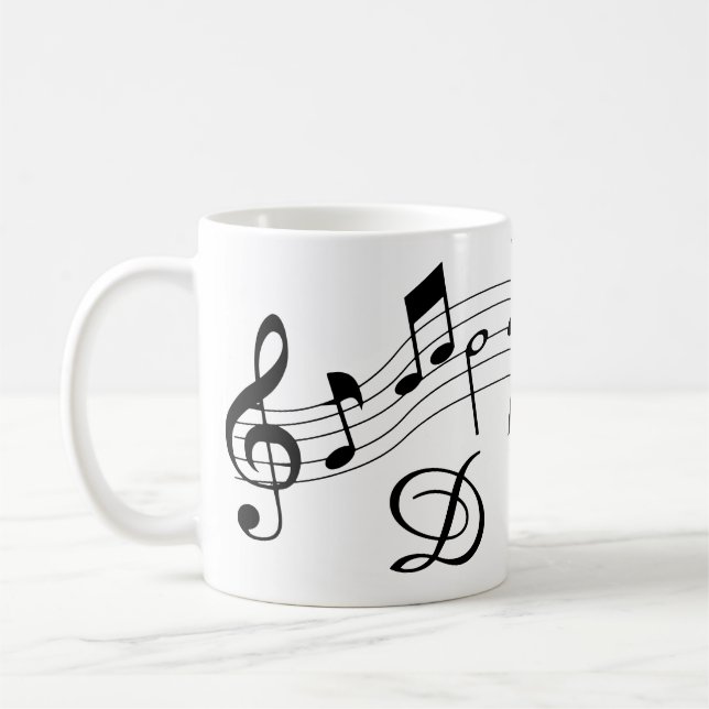 Musiknoten Skriptmonogramm benutzerdefinierte Farb Kaffeetasse (Links)