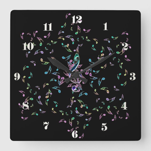 Musiknoten Star Wall Clock Quadratische Wanduhr (Vorderseite)