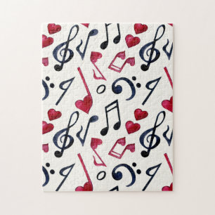 Musiknoten & Symbole Schwarz & Weiß Puzzle