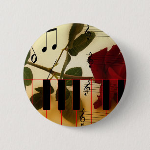 Musiknoten Tastatur Rote Rose Blossom Destiny Button