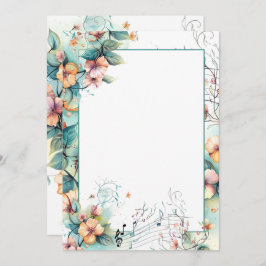 Musiknoten und Blume Einladung