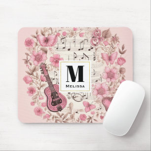 Musiknoten und Blume Retro-Stil Mousepad