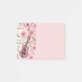 Musiknoten und Blume Retro-Stil Post-it Klebezettel