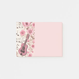 Musiknoten und Blume Retro-Stil Post-it Klebezettel