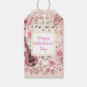 Musiknoten und Blumen Eleganter Valentinstag Geschenkanhänger