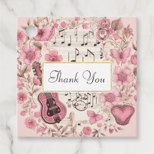 Musiknoten und Blumen Retro-Stil Danke Geschenkanhänger