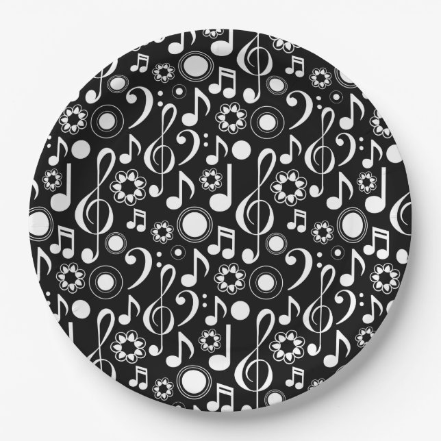 Musiknoten und Clefs Pappteller (Vorderseite)